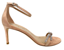 Stuart Weitzman Women's Nudist SW BOW 75 High Heel Sandal Beige/Cristal US 10M