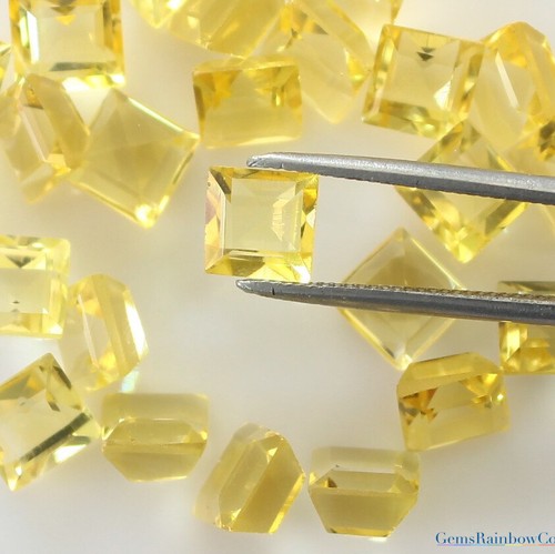 Natural Citrine Square Faceted 5 mm & 6 mm Loose gemstone Lemon color AA quality