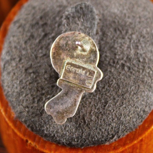 ZUNI GERALD L. Sunface Mosaik Inlay Pin Tie Tack Revers Sterlingsilber - Bild 4 von 5