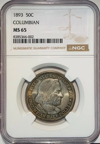 1893 COLUMBIAN  SILVER HALF DOLLAR  NGC MS65 ABSOLUTELY BEAUTIFUL FREE SHIPPING