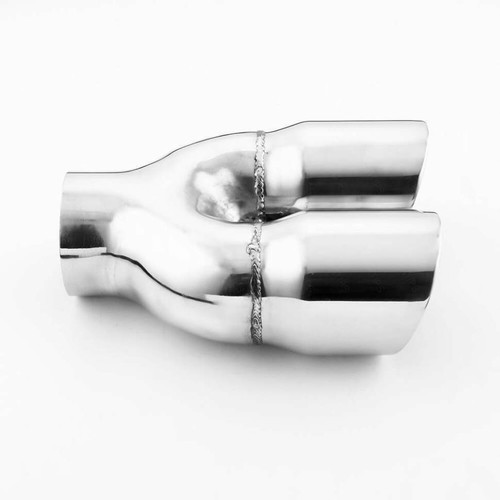Stainless Steel 3" Inlet Exhaust Tailpipe Tip Dual 3.5" Out Dual Wall 9" L - Picture 6 of 8