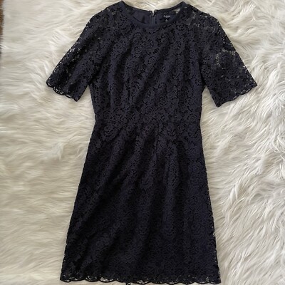 madewell navy lace dress Madewell Navy Lace Fit and Flare Mini Dress|