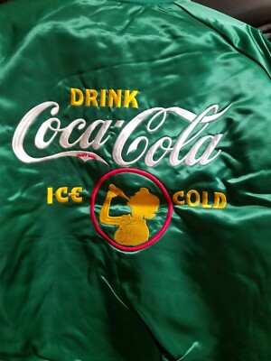 Green  Drink COCA-COLA   nylon   embroidered  windbreaker  JACKET Large   