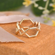 18k Gold Plated Picasso Ring, Handmade Eternity Stackable Ring For Birthday Gift