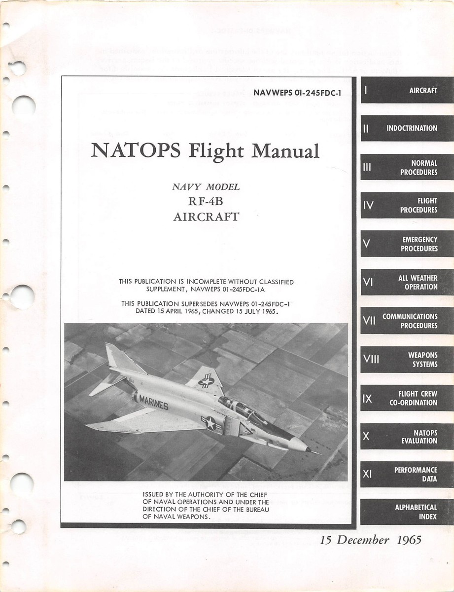 RF-4B NATOPS Flight Manual F-4 Phantom II Pilot's Handbook 1965