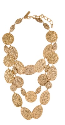 OSCAR DE LA RENTA FABULOUS Tiered Russian hammered gold necklace!