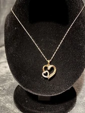 Gold Plated Lab Created Diamond Double Heart Necklace - Jewelry BR SUN