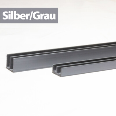 Glasführungsprofil E-Profil 100 cm 4 mm SET oben/unten SILBER