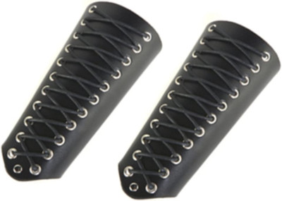 2 Pack Unisex Faux Back Leather Gauntlet Wristband Wide Bracer Arm Armor Cuff