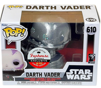 1/50 Funko Pop #610 Silver Metallic Darth Vader Star Wars Funhouse ONLY ...