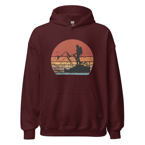 Hot Girls Hike Retro Sunset Unisex Hoodie - Picture 2 of 43