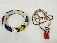 NOS Vintage Native American Indian Beaded Necklace Kachina Chief Doll  Bracelet