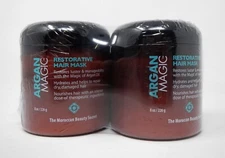 Argan Magic Restorative Hair Mask Hydrates Restores Repairs Damaged 8oz Jar 2ct