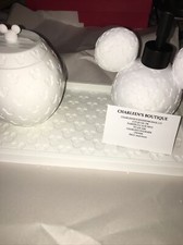 DISNEY Mickey Mouse White Soap Lotion Pump ,container With Lid, Tray New