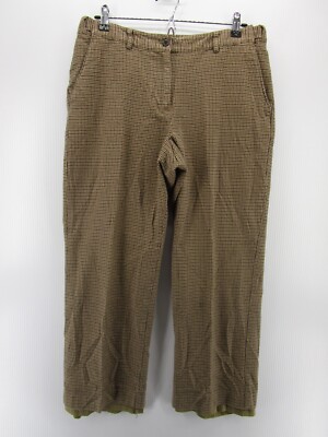 VINTAGE LL Bean Pants Women 10P Petites Brown Classic Fit Straight Plaid Lined