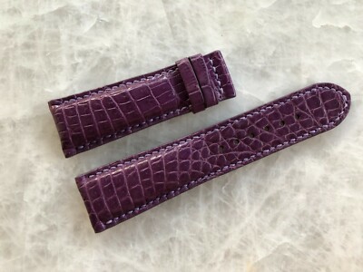 24mm/20mm Purple Alligator Crocodile Embossed Leather Watch Strap Band