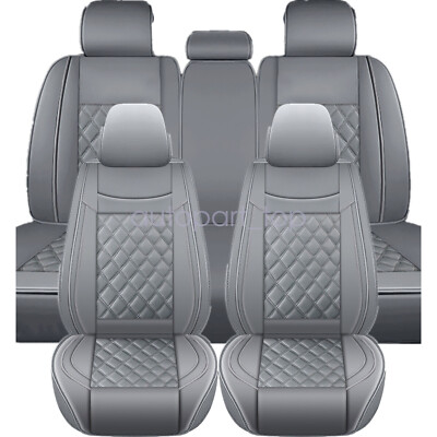 For Toyota Camry Car PU Leather Seat Cover Full Set Front Rear Cushions  Gray