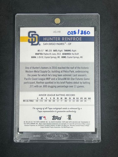 2017 Topps Archives Signatures Hunter Renfroe San Diego Padres Auto /350 #AS-HR - Picture 14 of 24