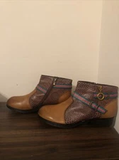 Socofy Splicing Boots Women Sz 42 Leather Casual Embroidered Size 10