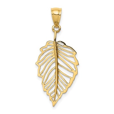 14k Gelbgold Blatt Anhänger für Frauen durchbrochen Natur Charm minimalistischer Schmuck