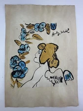 Andy Warhol COA Art Painting Original Drawing Vintage Paper Signed