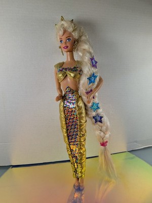 1995 Jewel Hair Mermaid Barbie Blonde Doll Mattel w/ Accessories NO TAIL FIN
