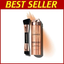 Silk Airbrush Spray Foundation & Buffing Brush Kit for Radiant Skin - Light Warm