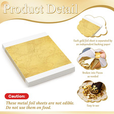 400Pcs Gold Leaf Sheets, 5.1"x5.1" Imitation Transfer Gold Leaf Sheets for Ar...