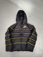 Nike Youth S Black Gold Down Puffer Jacket Hooded Standard Fit