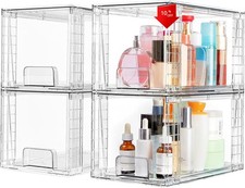 4-Piece Stackable Storage Drawer Set with Large Capacity, Storage Rack.