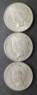 Lot of Three 1925 $1 Peace Silver Dollars