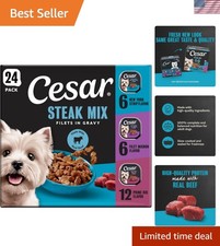 Filets in Gravy Adult Wet Dog Food Variety Pack, Filet Mignon, New York Strip...