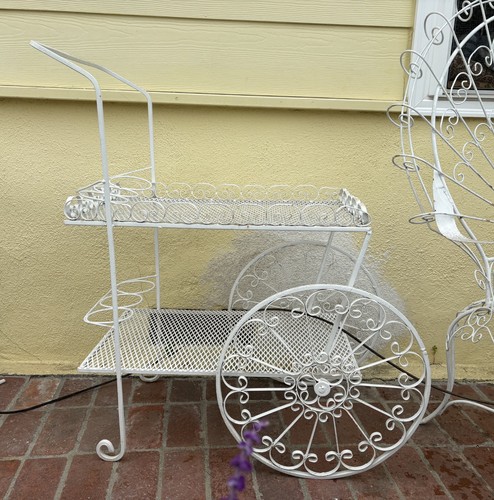 Salterini Wrought Iron Tea Cart Outdoor Patio Vtg Mcm Mid-Century