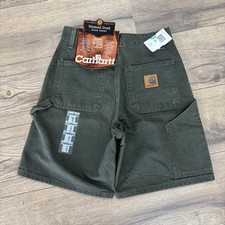 Vintage Early 2000s Moss Green Carhartt Big Patch Carpenter Shorts B25 MOS