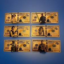 6er Set Goldfolie Karten Star Wars im Banknoten Design + Zertifikat