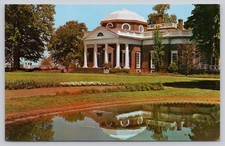 Monticello Thomas Jefferson Home Fish Pond Vintage Photochrome Postcard