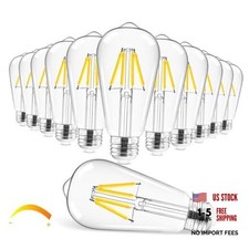 LED Edison Bulbs, 4W, Equivalent 40W, Dimmable E26 12 Pack Soft White 3000k
