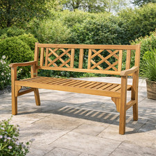 Wooden Garden Bench Foldable 2 Seater Patio Outdoor Acacia Wood Seat Teak