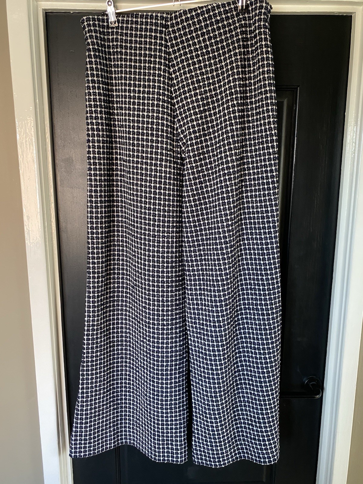 ME+EM Textured Tweed Jersey Wide Leg Trousers Navy Multi Check UK 16 NWT Rrp£175 image 5