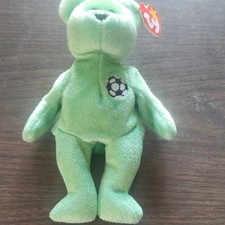 Ty Beanie Babies Kicks Bear Soccer Plush Retired 1999 Ages 3 3-4 4-7 8-11 Years