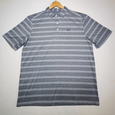 Cinch Mens Performance Polo Shirt Size L Large Gray Striped Cowboy Western Golf