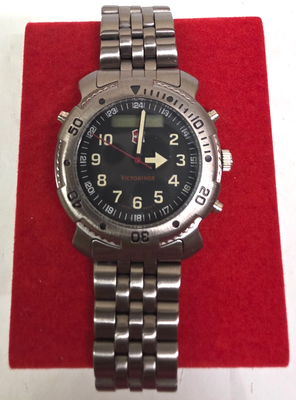 #ad Victorinox Swiss Army Summit Stainless St Black Dial Men#x27;s Watch model 35098 NIB $49.99