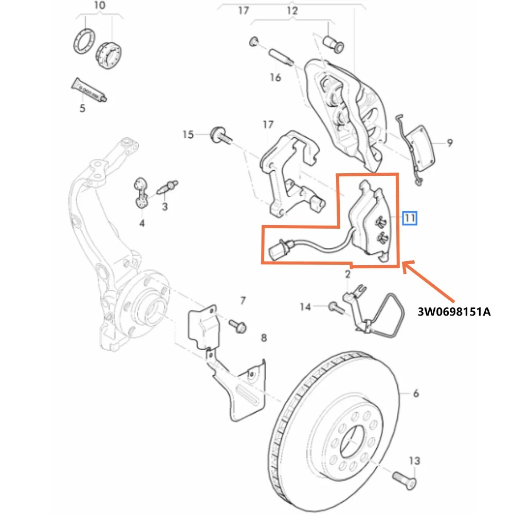For Bentley Flying Spur 2014-2019 1Set Front Brake Pad 3W0698151A