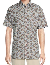 DANIEL CREMIEUX MENS BUTTON-UP 100% COTTON FLORAL LIGHT BLUE MULTI SIZE XXL