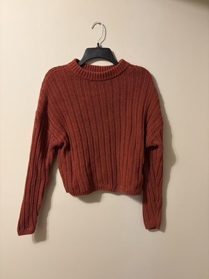 Universal Thread Women s Medium Knit Cropped Sweater Rust Color