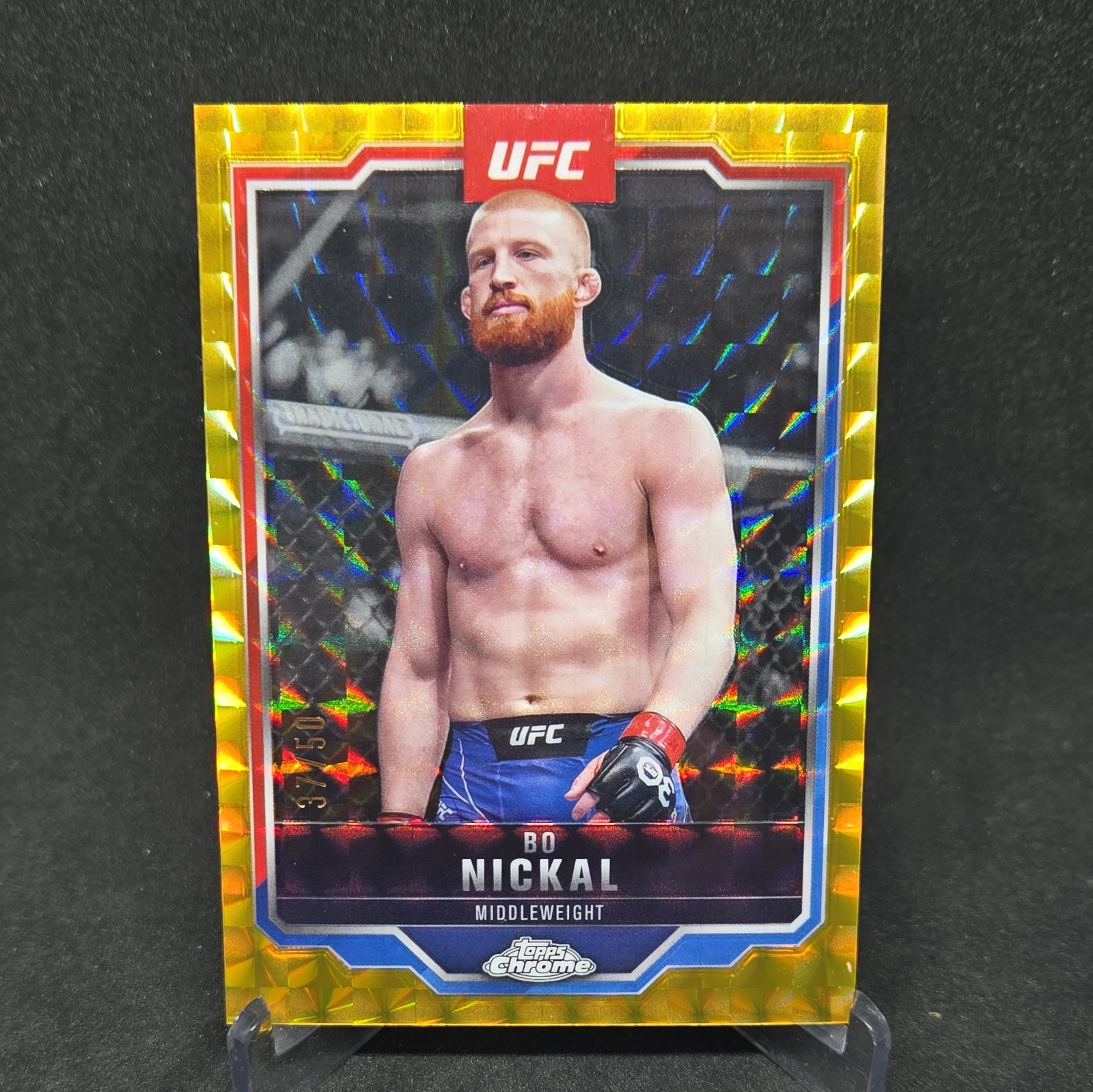 2025 Topps Chrome UFC Bo Nickal Gold Geometric Refractor /50 #76