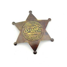 Vintage Coca Cola Vendor License Brooch Star Lapel Pin C Clasp Badge Sheriffs