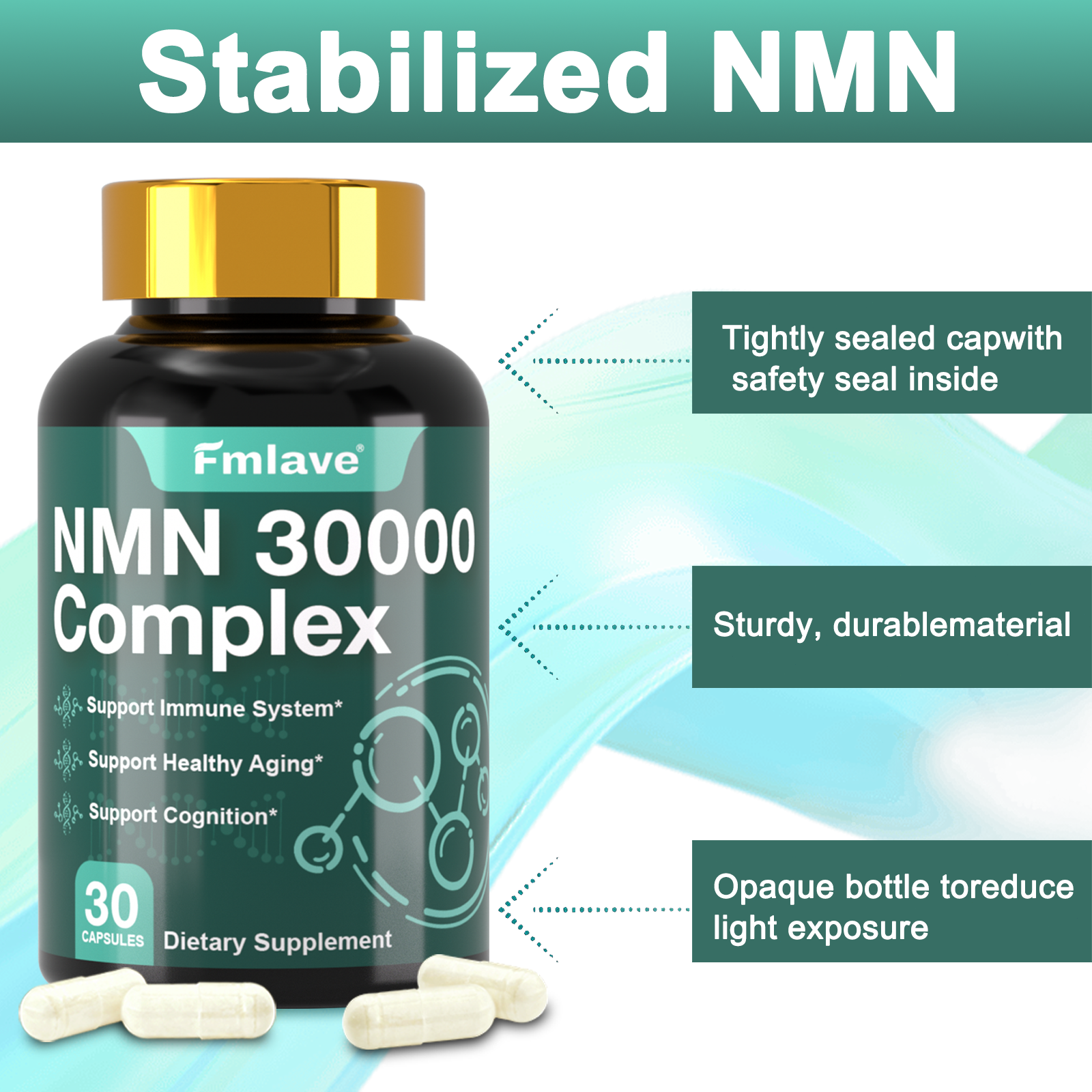 NMN Capsules, Energy Booster, BOOSTIS NAD Level Cognition Anti Aging Supplement