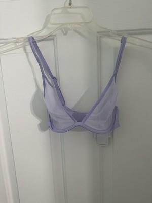 Calvin Klein Sheer Marquette Unlined Plunge Bra Purple 30C NWT