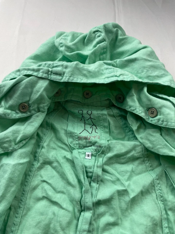 Johnny Was Pete & Greta Linen Parka Utility Jacket Womens Small Green Full Zip - Image 4 of 4